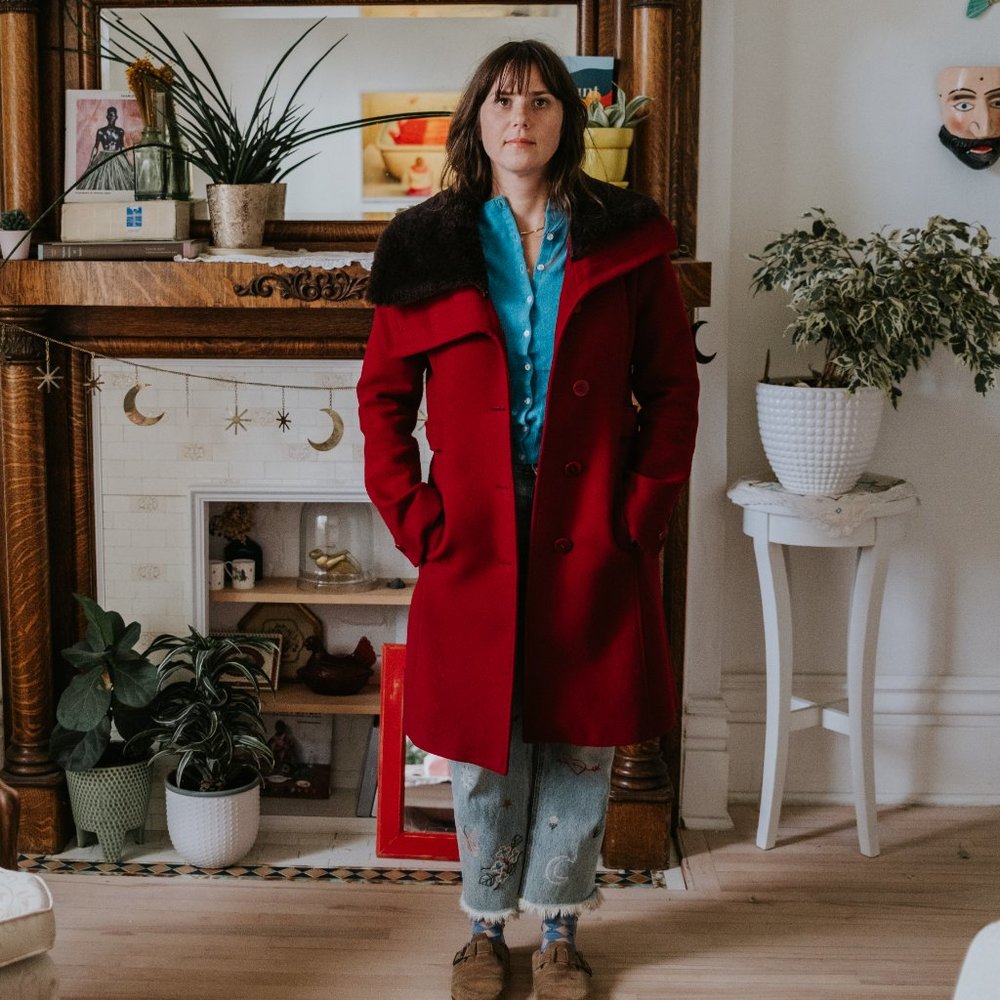 Soia and Kyo red wool coat with fur collar